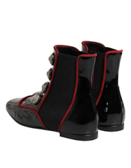 Dolce & Gabbana Black Jackie Buttoned Chelsea Boots Shoes