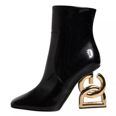 Dolce & Gabbana Black Jackie Leather Mid Calf Boots Shoes - Boots
