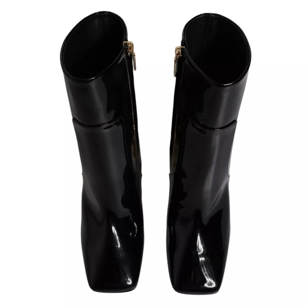 Dolce & Gabbana Black Jackie Leather Mid Calf Boots Shoes - Boots