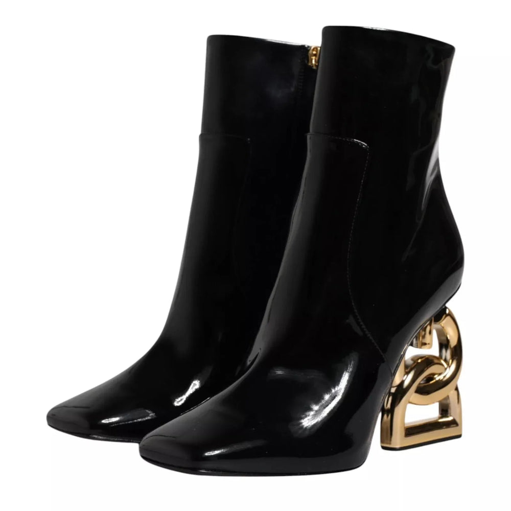 Dolce & Gabbana Black Jackie Leather Mid Calf Boots Shoes - Boots