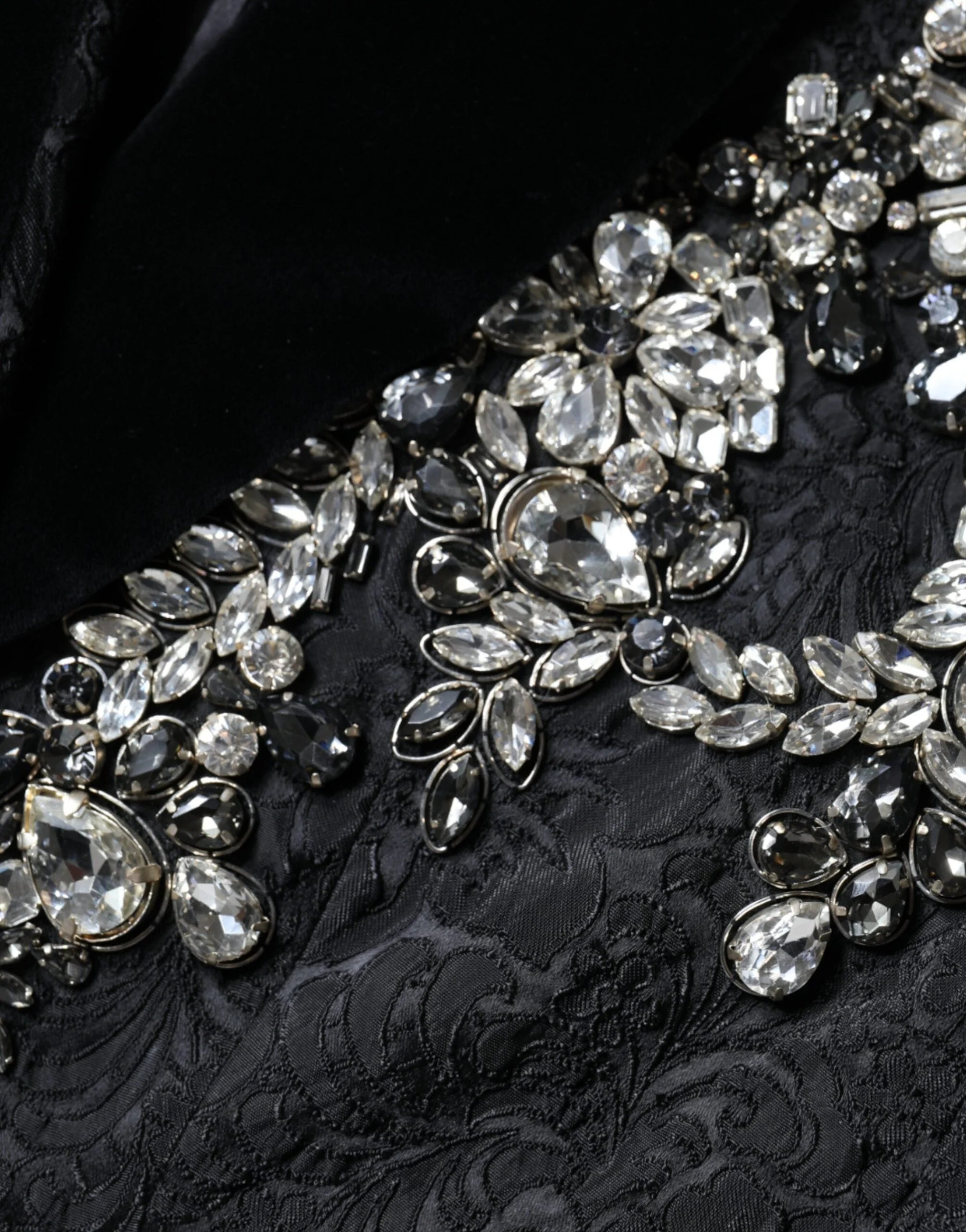 Dolce & Gabbana Black Jacquard Crystal Floral Jacket Blazer - IT44 | L - Bolero Jackets