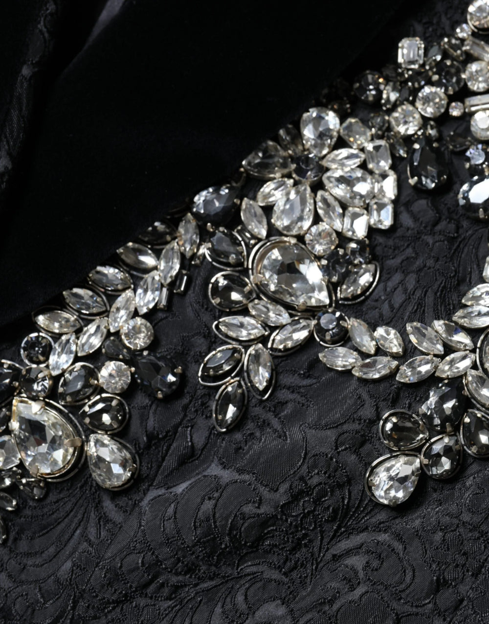 Dolce & Gabbana Black Jacquard Crystal Floral Jacket Blazer - IT44 | L - Bolero Jackets