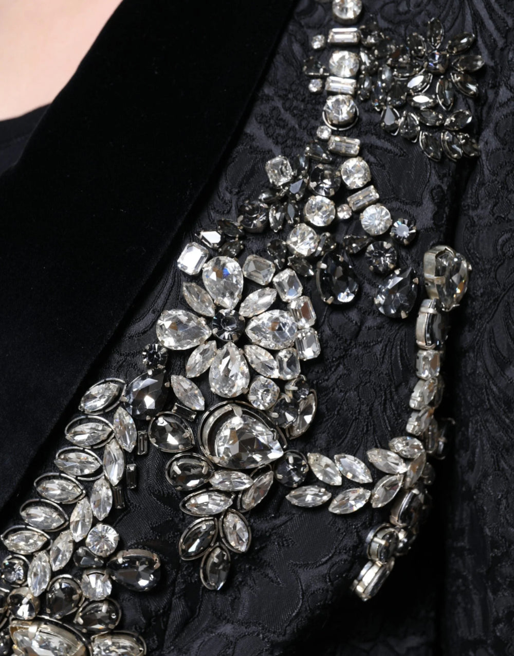 Dolce & Gabbana Black Jacquard Crystal Floral Jacket Blazer - IT44 | L - Bolero Jackets
