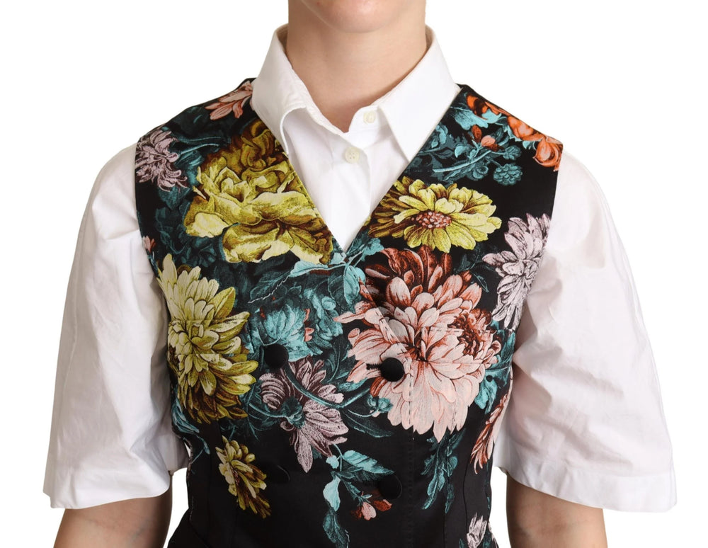 Dolce & Gabbana Black Jacquard Floral Waistcoat Vest - Vests