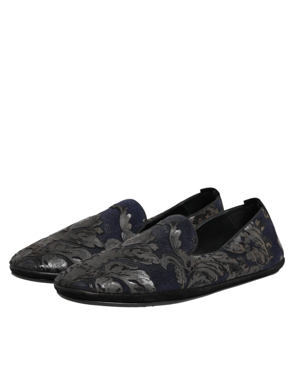 Dolce & Gabbana Black Jacquard Leather Slip On Loafers Shoes - EU44/US11 - Flats