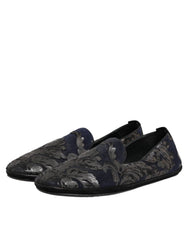 Dolce & Gabbana Black Jacquard Leather Slip On Loafers Shoes - EU44/US11 - Flats