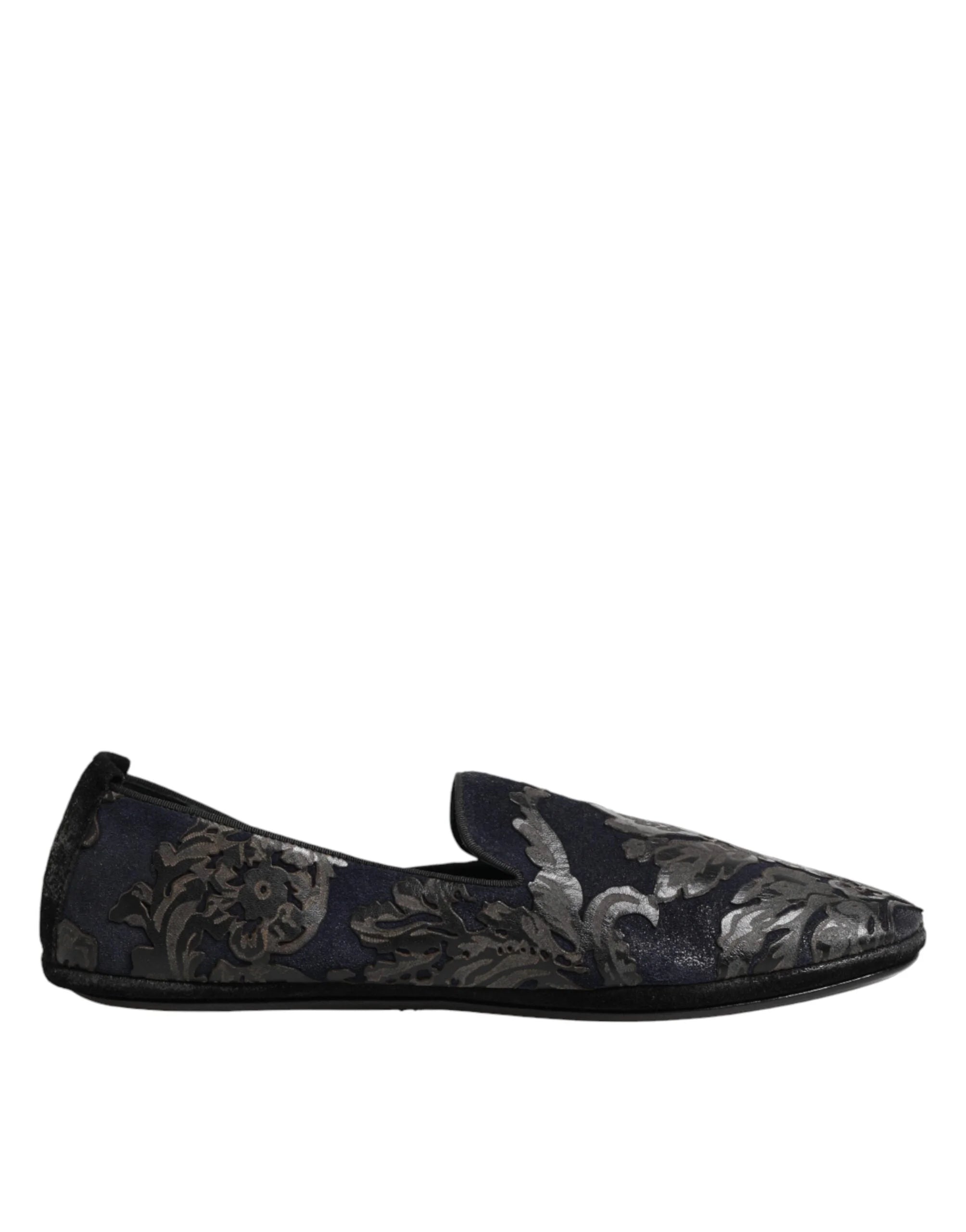Dolce & Gabbana Black Jacquard Leather Slip On Loafers Shoes - EU44/US11 - Flats