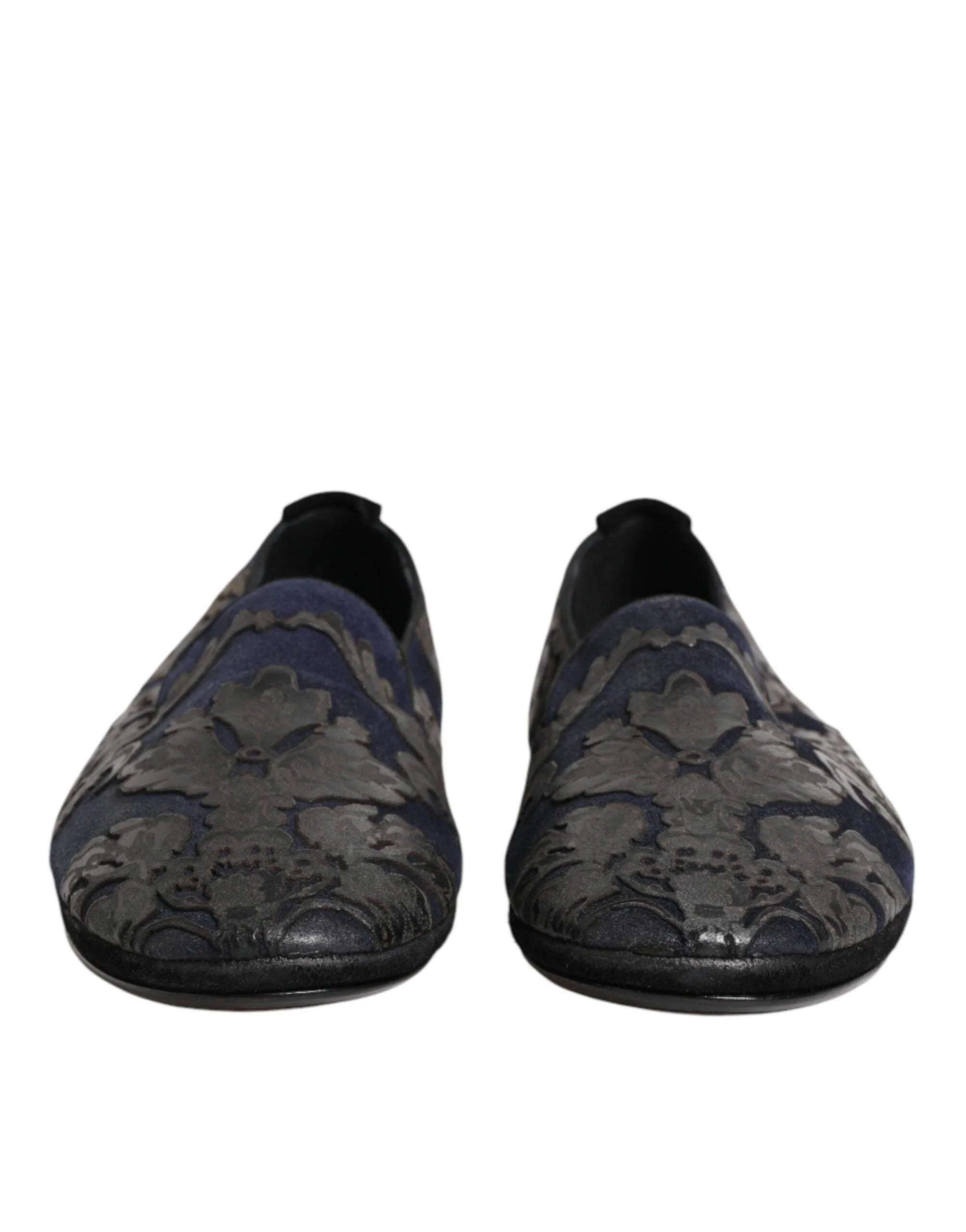 Dolce & Gabbana Black Jacquard Leather Slip On Loafers Shoes - EU44/US11 - Flats