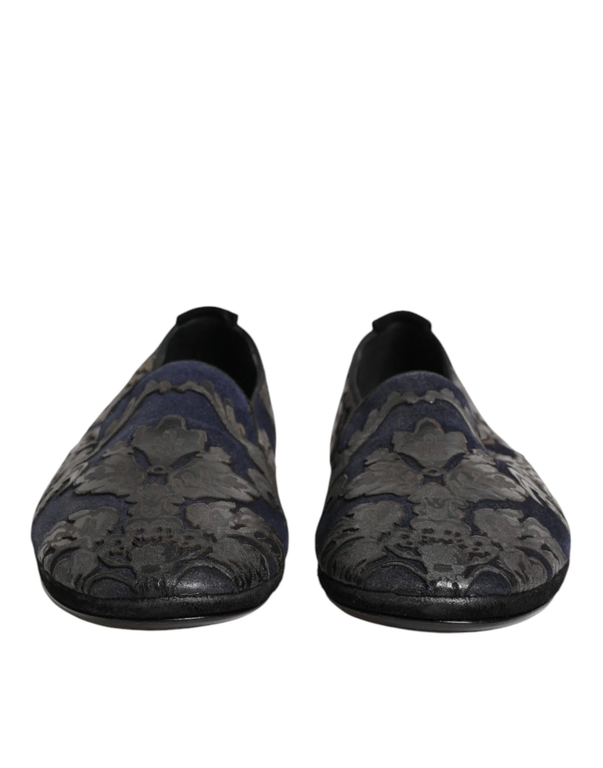 Dolce & Gabbana Black Jacquard Leather Slip On Loafers Shoes - EU44/US11 - Flats