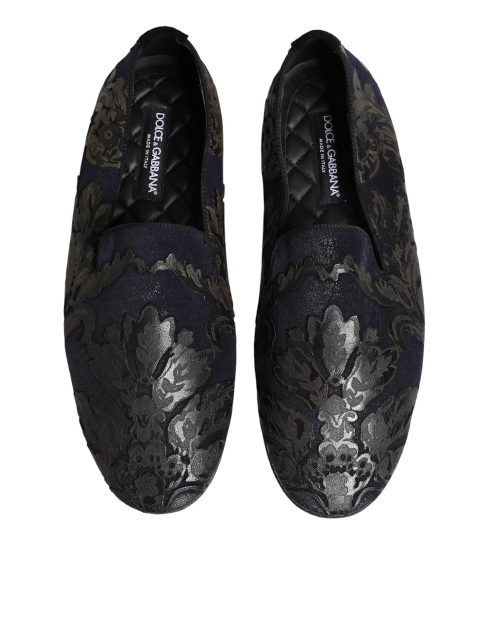 Dolce & Gabbana Black Jacquard Leather Slip On Loafers Shoes - EU44/US11 - Flats