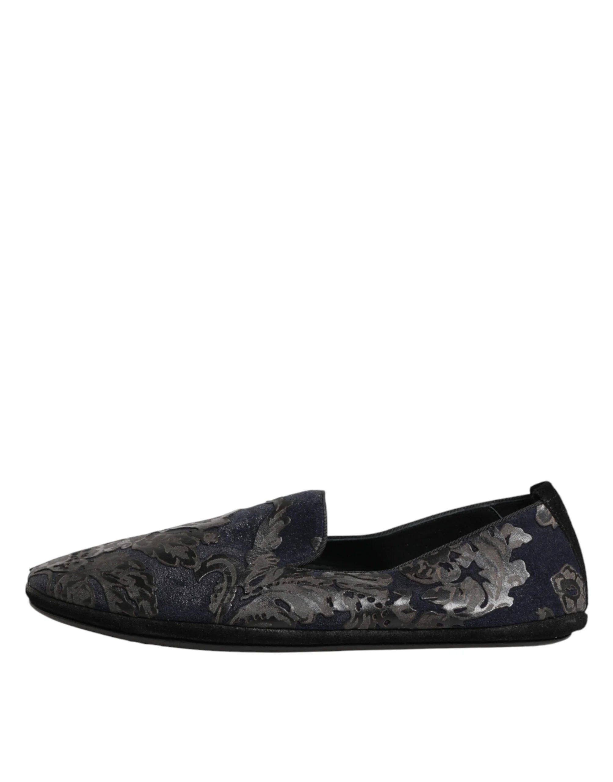 Dolce & Gabbana Black Jacquard Leather Slip On Loafers Shoes - EU44/US11 - Flats