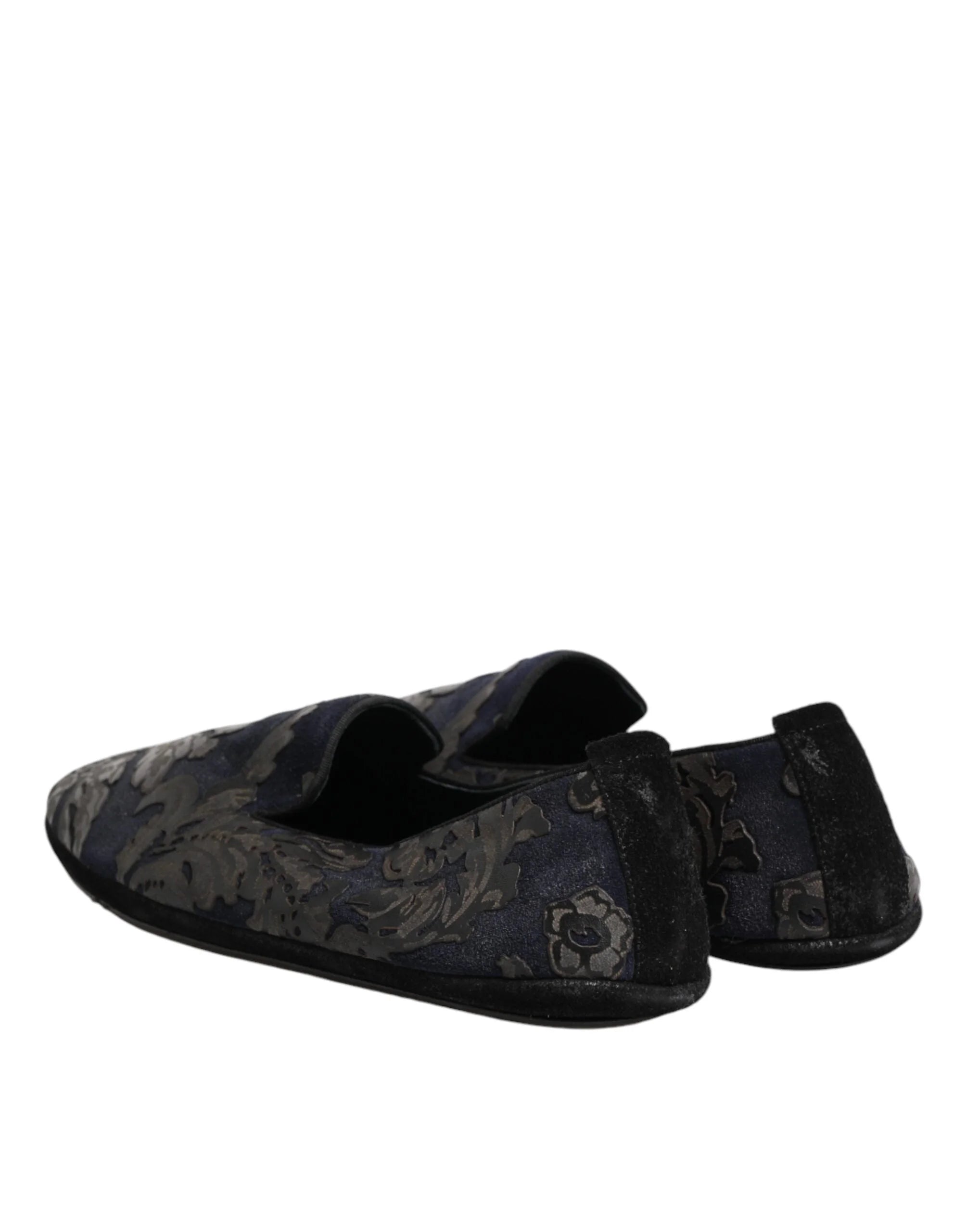 Dolce & Gabbana Black Jacquard Leather Slip On Loafers Shoes - EU44/US11 - Flats