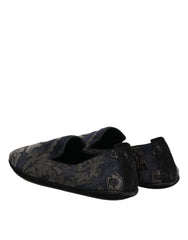Dolce & Gabbana Black Jacquard Leather Slip On Loafers Shoes - EU44/US11 - Flats