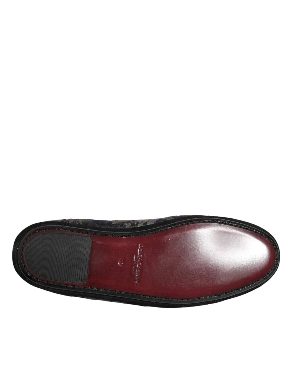 Dolce & Gabbana Black Jacquard Leather Slip On Loafers Shoes - EU44/US11 - Flats