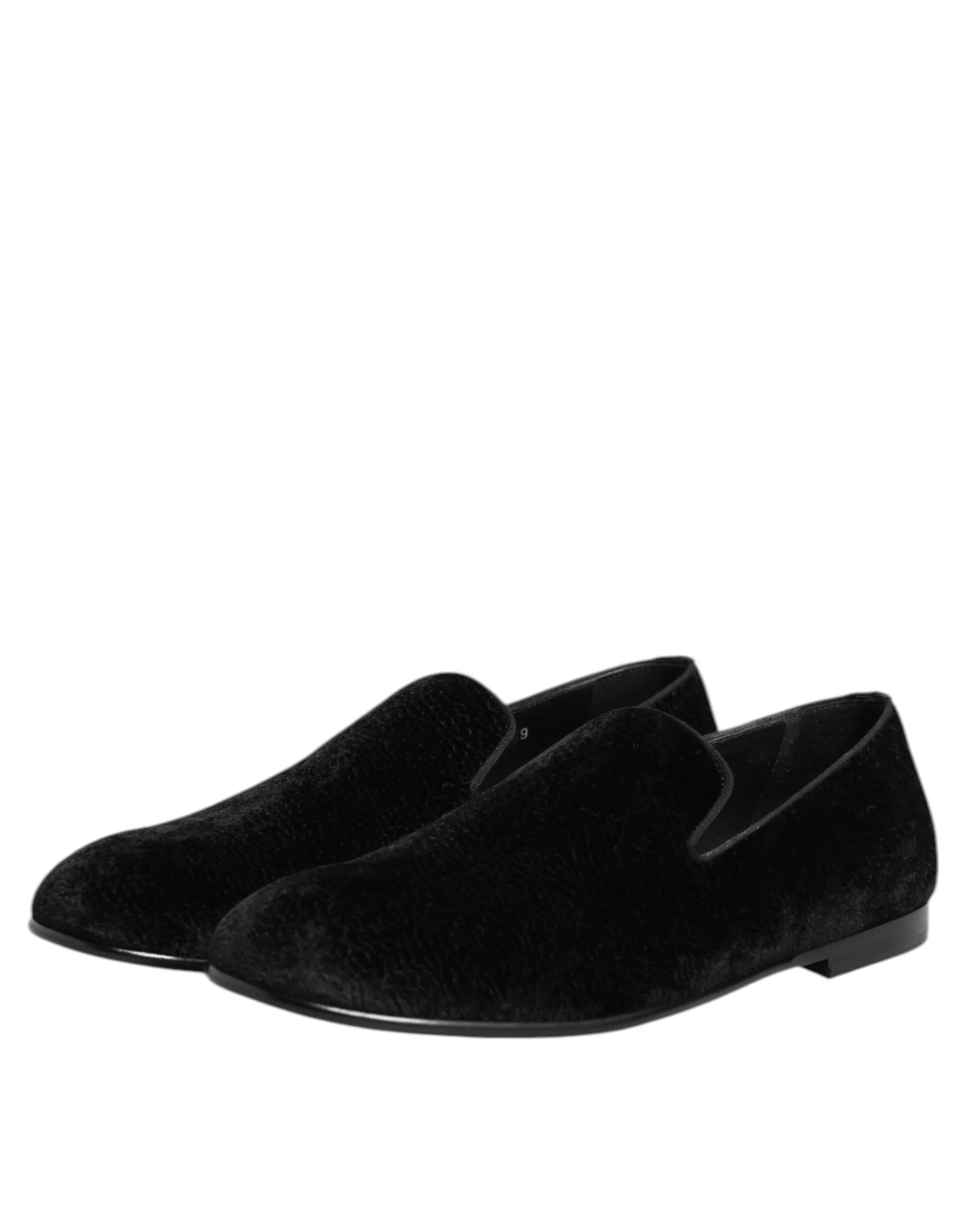 Dolce & Gabbana Black Jacquard Loafers Formal Men Dress Shoes - Flats