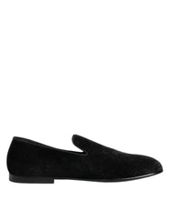 Dolce & Gabbana Black Jacquard Loafers Formal Men Dress Shoes - Flats