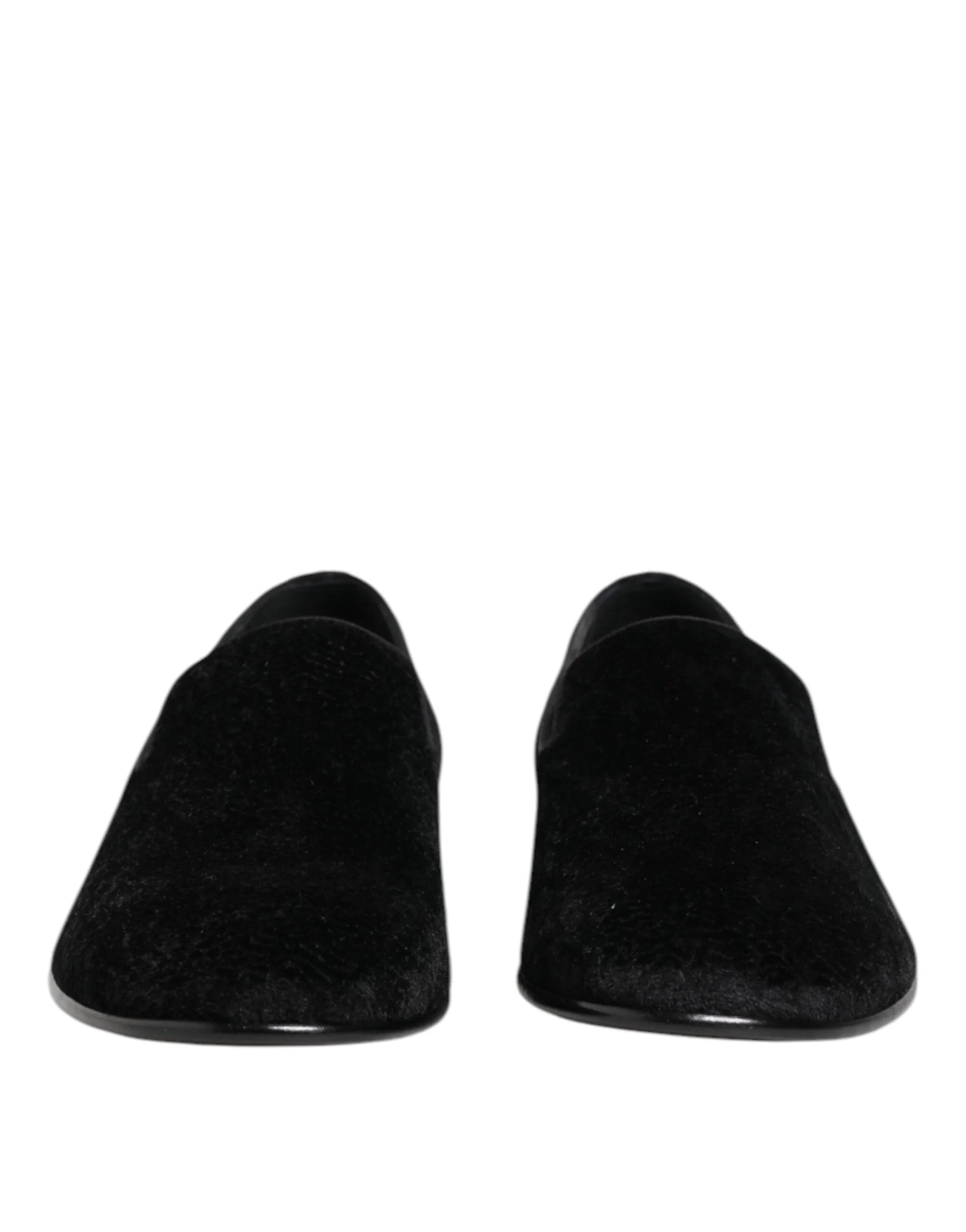 Dolce & Gabbana Black Jacquard Loafers Formal Men Dress Shoes - Flats