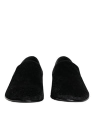 Dolce & Gabbana Black Jacquard Loafers Formal Men Dress Shoes - Flats