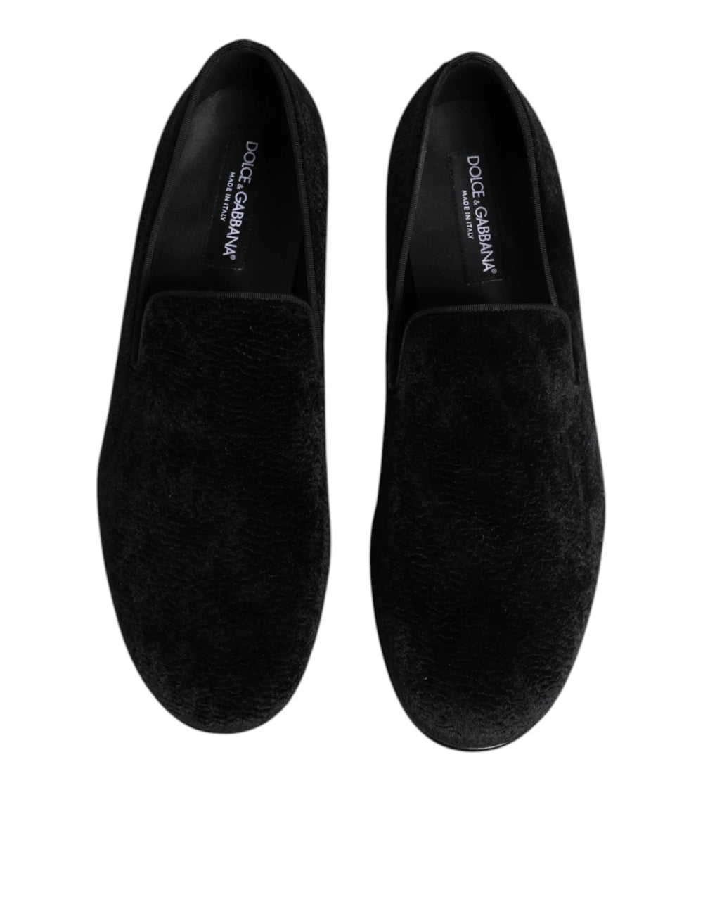 Dolce & Gabbana Black Jacquard Loafers Formal Men Dress Shoes - Flats