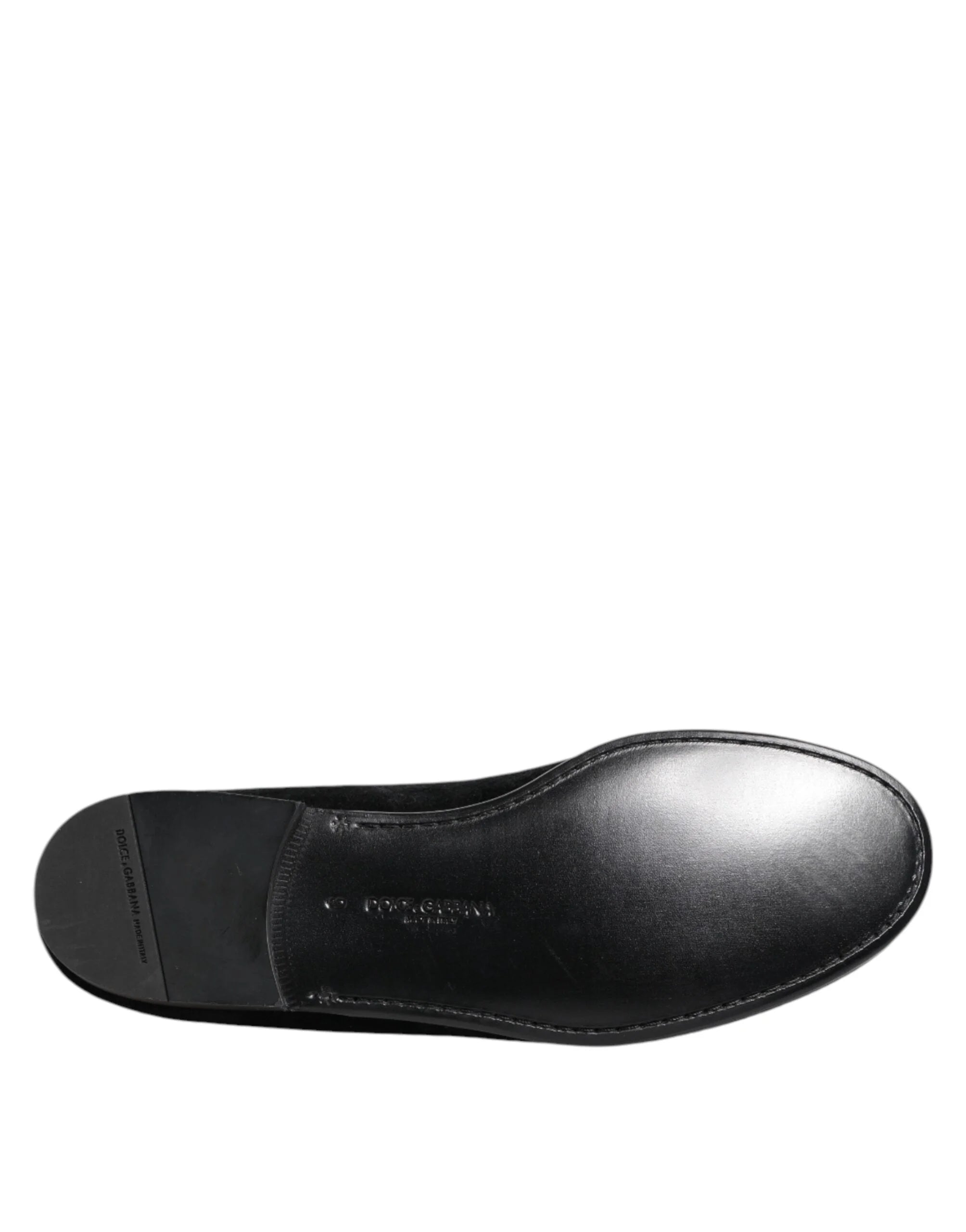 Dolce & Gabbana Black Jacquard Loafers Formal Men Dress Shoes - Flats