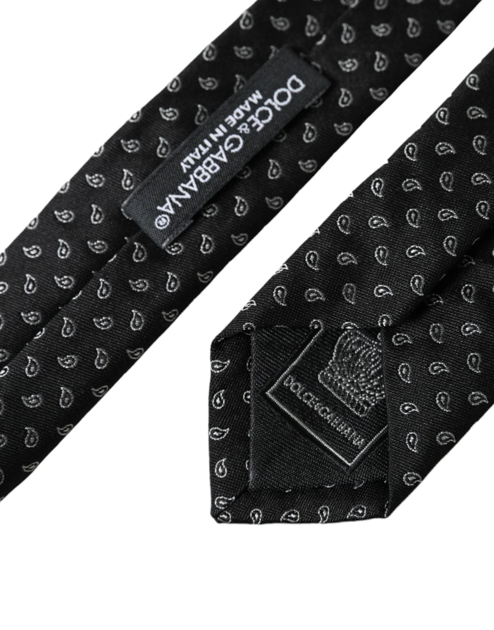 Dolce & Gabbana Black Jacquard Patterned Silk Adjustable Men Tie - Neckties
