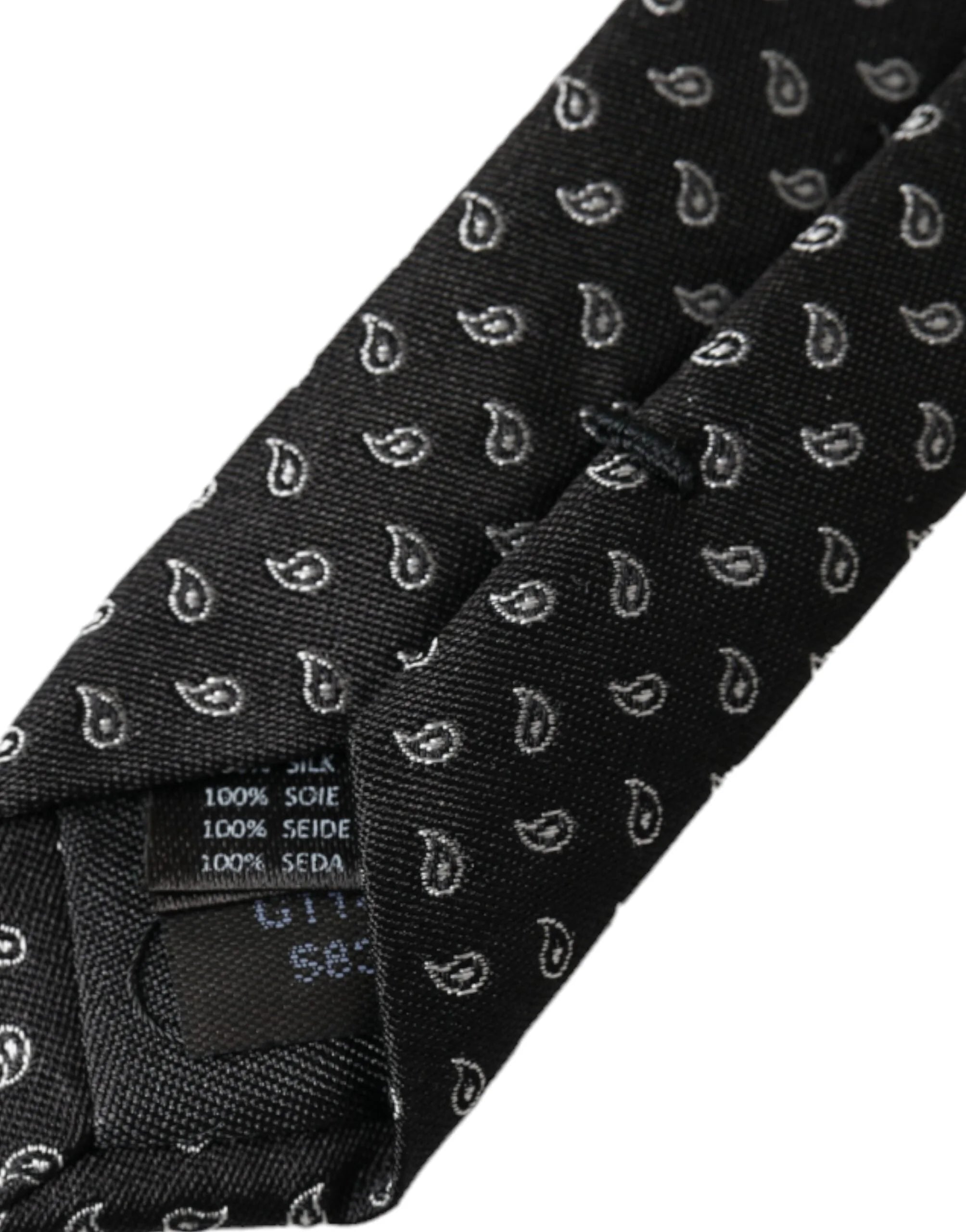 Dolce & Gabbana Black Jacquard Patterned Silk Adjustable Men Tie - Neckties