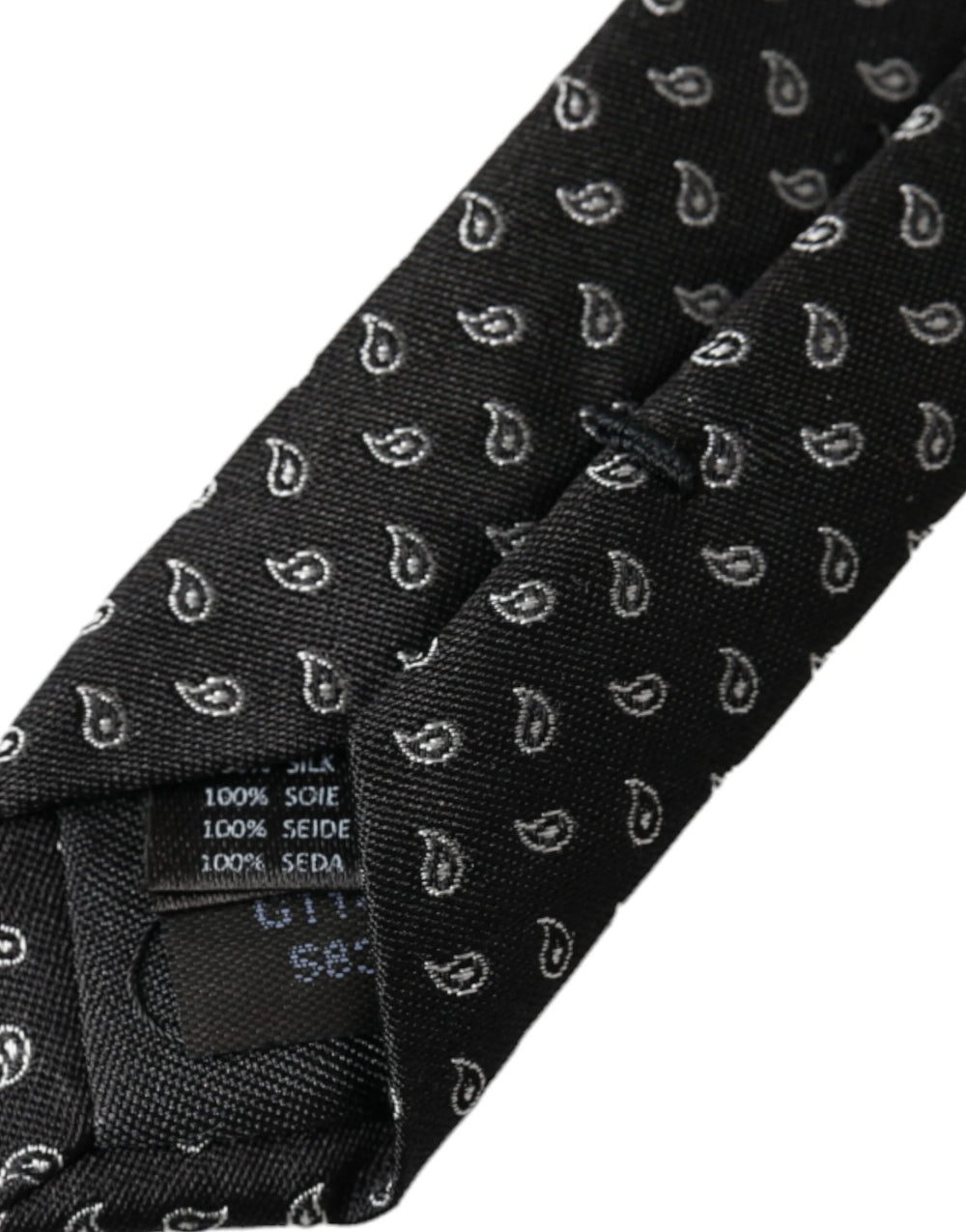 Dolce & Gabbana Black Jacquard Patterned Silk Adjustable Men Tie - Neckties