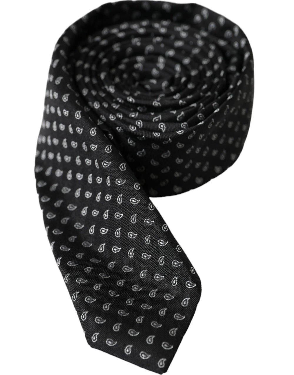 Dolce & Gabbana Black Jacquard Patterned Silk Adjustable Men Tie - Neckties