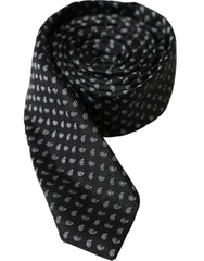 Dolce & Gabbana Black Jacquard Patterned Silk Adjustable Men Tie - Neckties