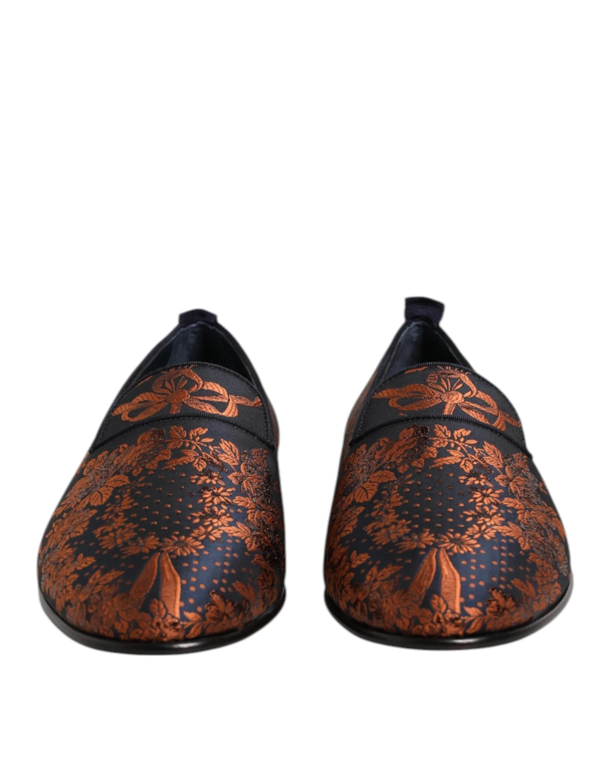 Dolce & Gabbana Black Jacquard Polyester Slip On Loafers Shoes - EU42/US9 - Flats