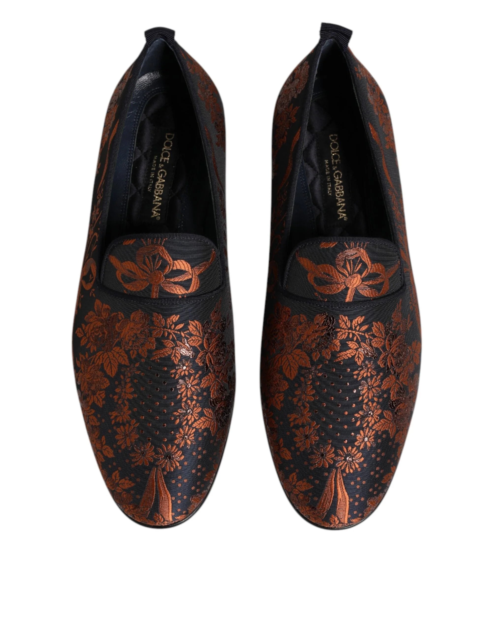 Dolce & Gabbana Black Jacquard Polyester Slip On Loafers Shoes - EU42/US9 - Flats