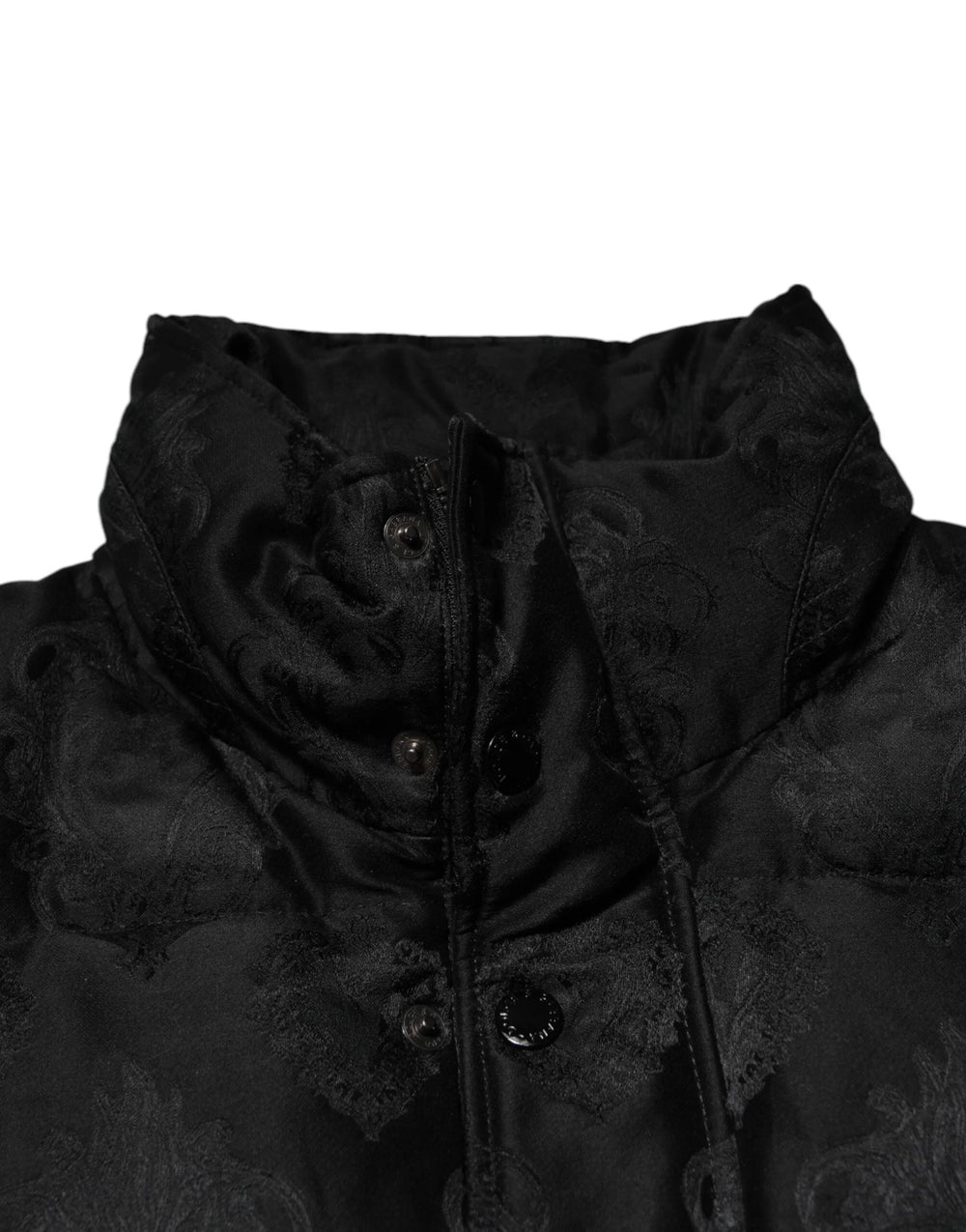 Dolce & Gabbana Black Jacquard Quilted Puffer Bomber Jacket - IT50 | L - Bomber Jackets