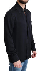 Dolce & Gabbana Black Jacquard Silk Casual Button Down Shirt - IT37 | XS - Shirts