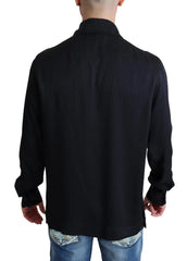 Dolce & Gabbana Black Jacquard Silk Casual Button Down Shirt - IT37 | XS - Shirts