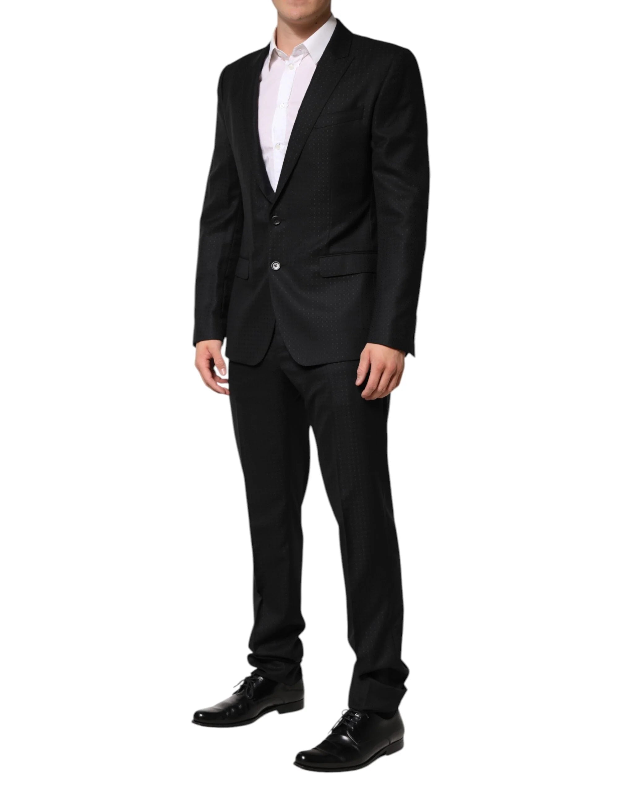 Dolce & Gabbana Black Jacquard Single Breasted 2 Piece Suit - Pant Suits