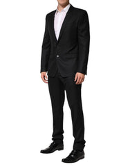 Dolce & Gabbana Black Jacquard Single Breasted 2 Piece Suit - Pant Suits