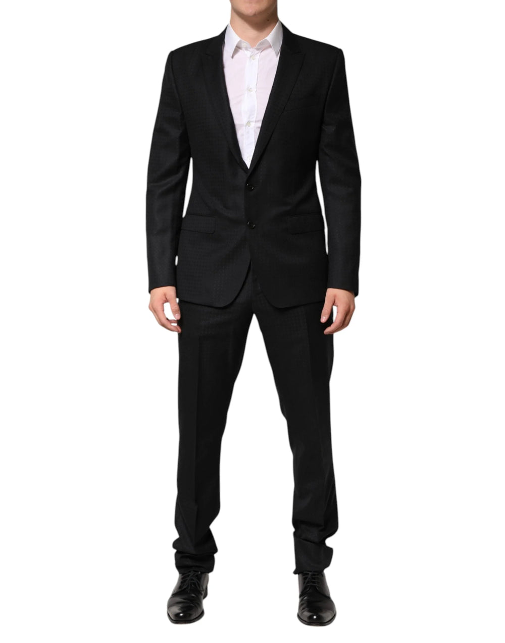 Dolce & Gabbana Black Jacquard Single Breasted 2 Piece Suit - Pant Suits