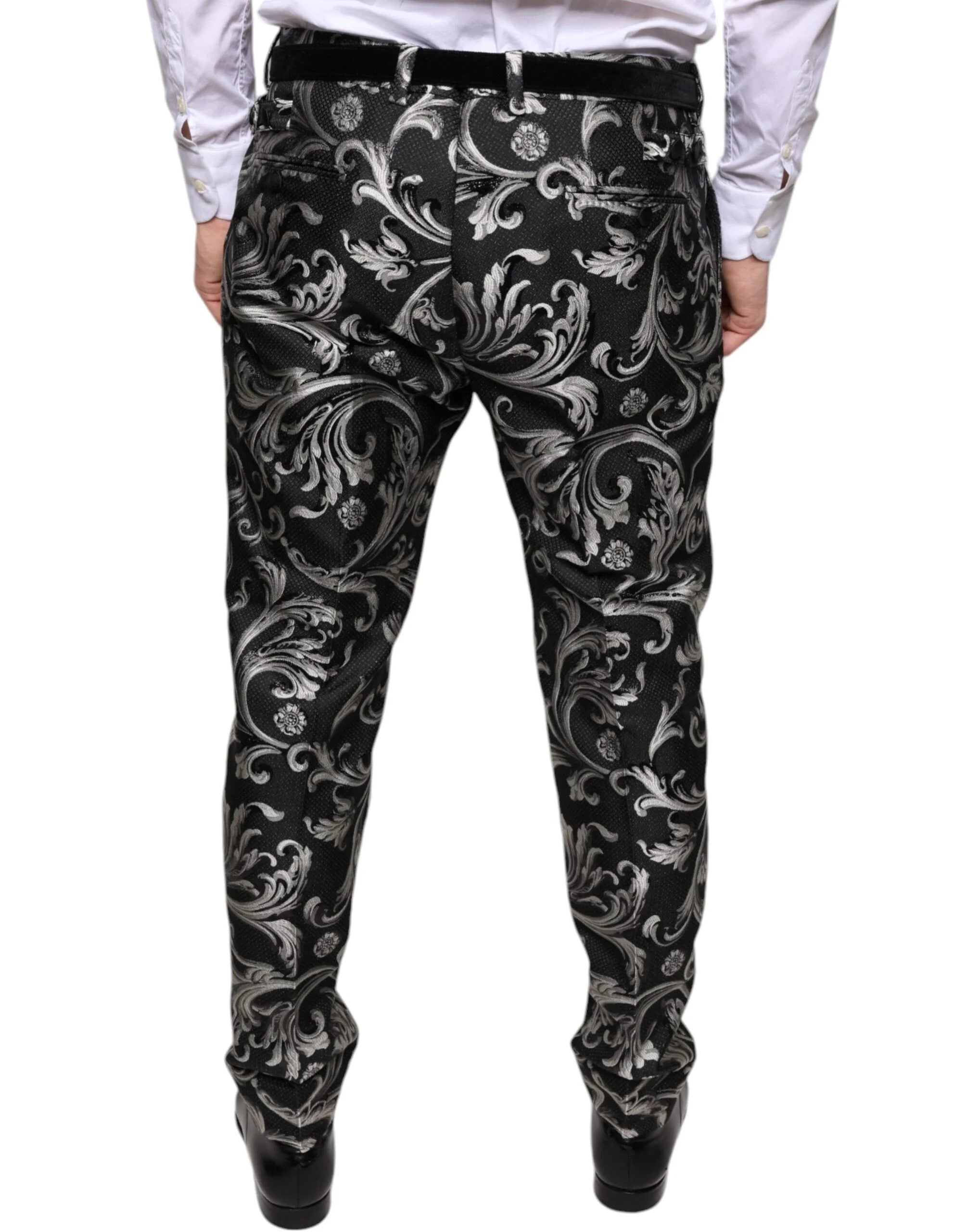 Dolce & Gabbana Black Jacquard Skinny Dress Pants - Trousers