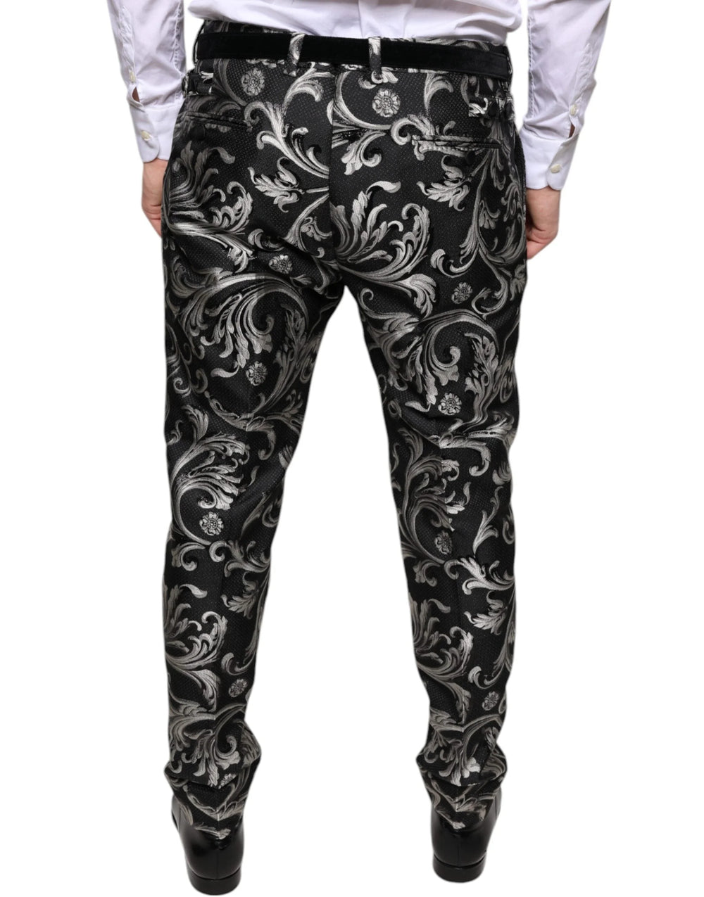 Dolce & Gabbana Black Jacquard Skinny Dress Pants - Trousers