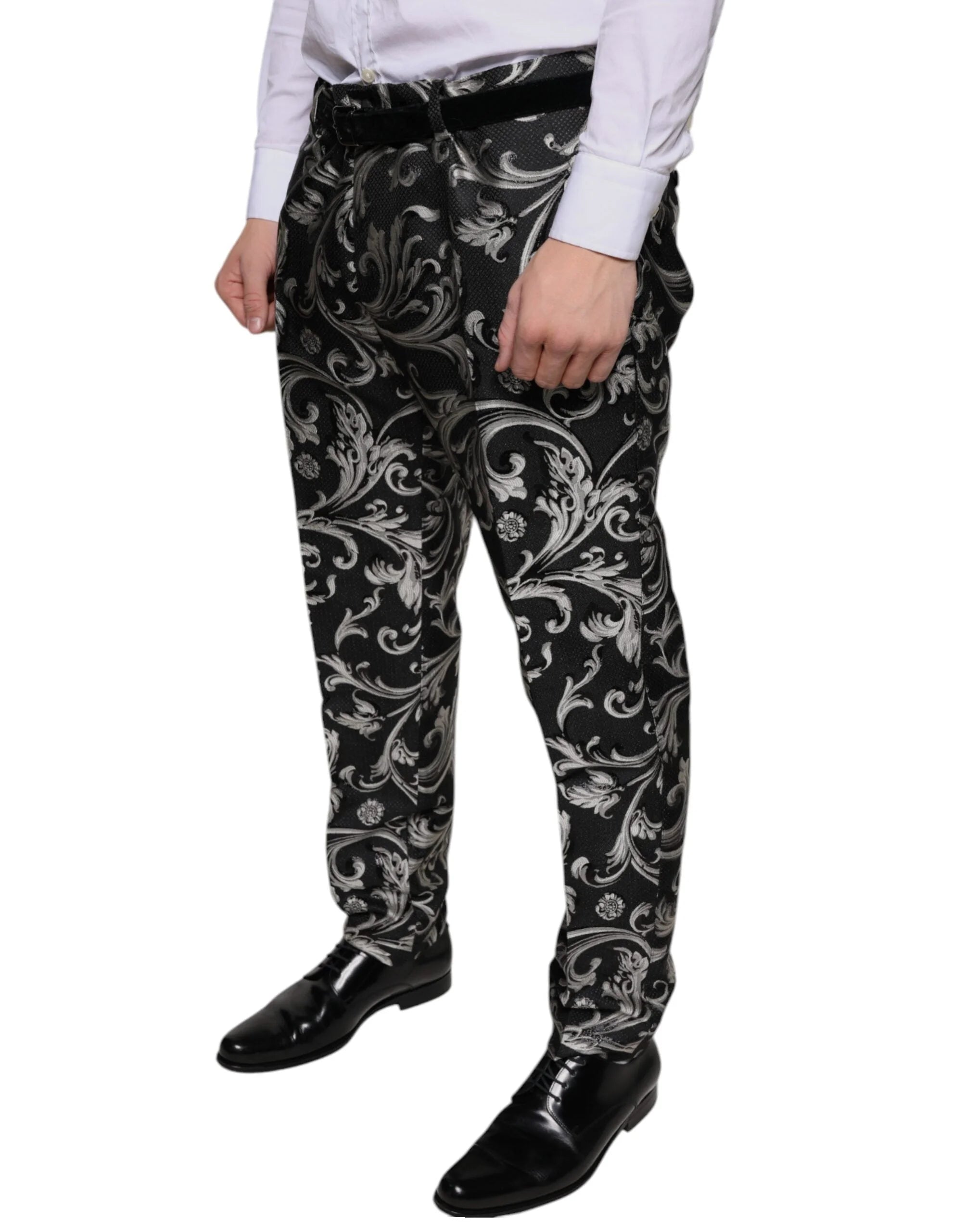 Dolce & Gabbana Black Jacquard Skinny Dress Pants - Trousers