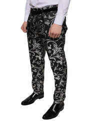 Dolce & Gabbana Black Jacquard Skinny Dress Pants - Trousers