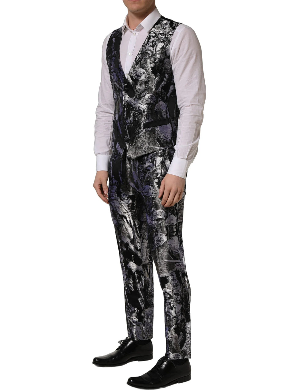 Dolce & Gabbana Black Jacquard Slim Fit Formal 3 Piece Suit - IT48 | M