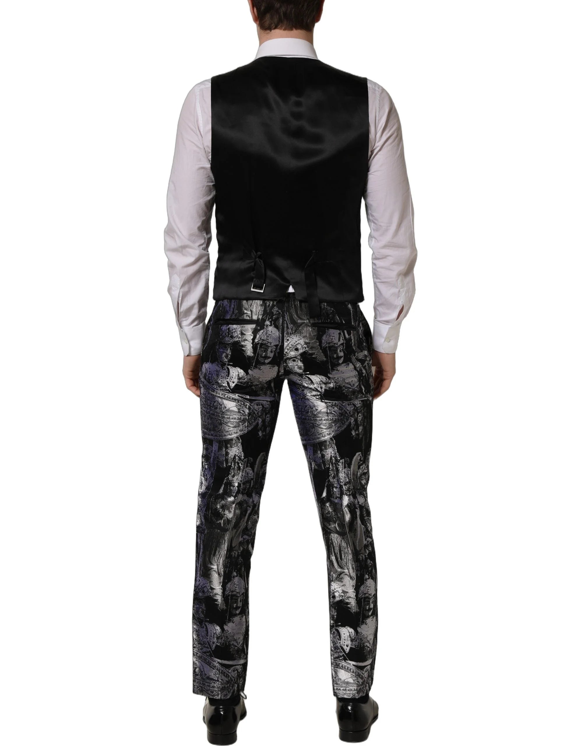 Dolce & Gabbana Black Jacquard Slim Fit Formal 3 Piece Suit - IT48 | M
