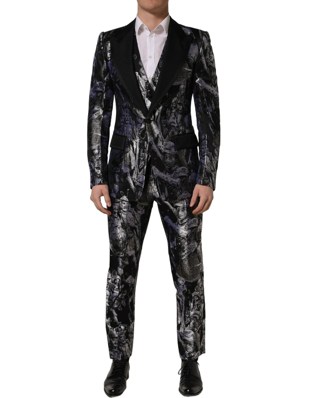 Dolce & Gabbana Black Jacquard Slim Fit Formal 3 Piece Suit - IT48 | M