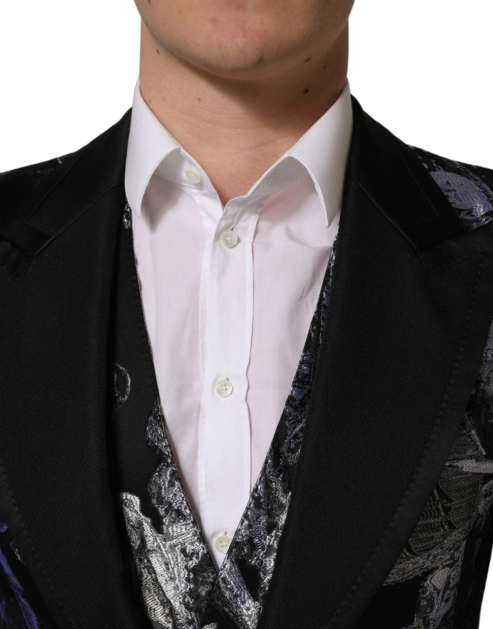 Dolce & Gabbana Black Jacquard Slim Fit Formal 3 Piece Suit - IT48 | M