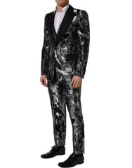 Dolce & Gabbana Black Jacquard Slim Fit Formal 3 Piece Suit - IT48 | M