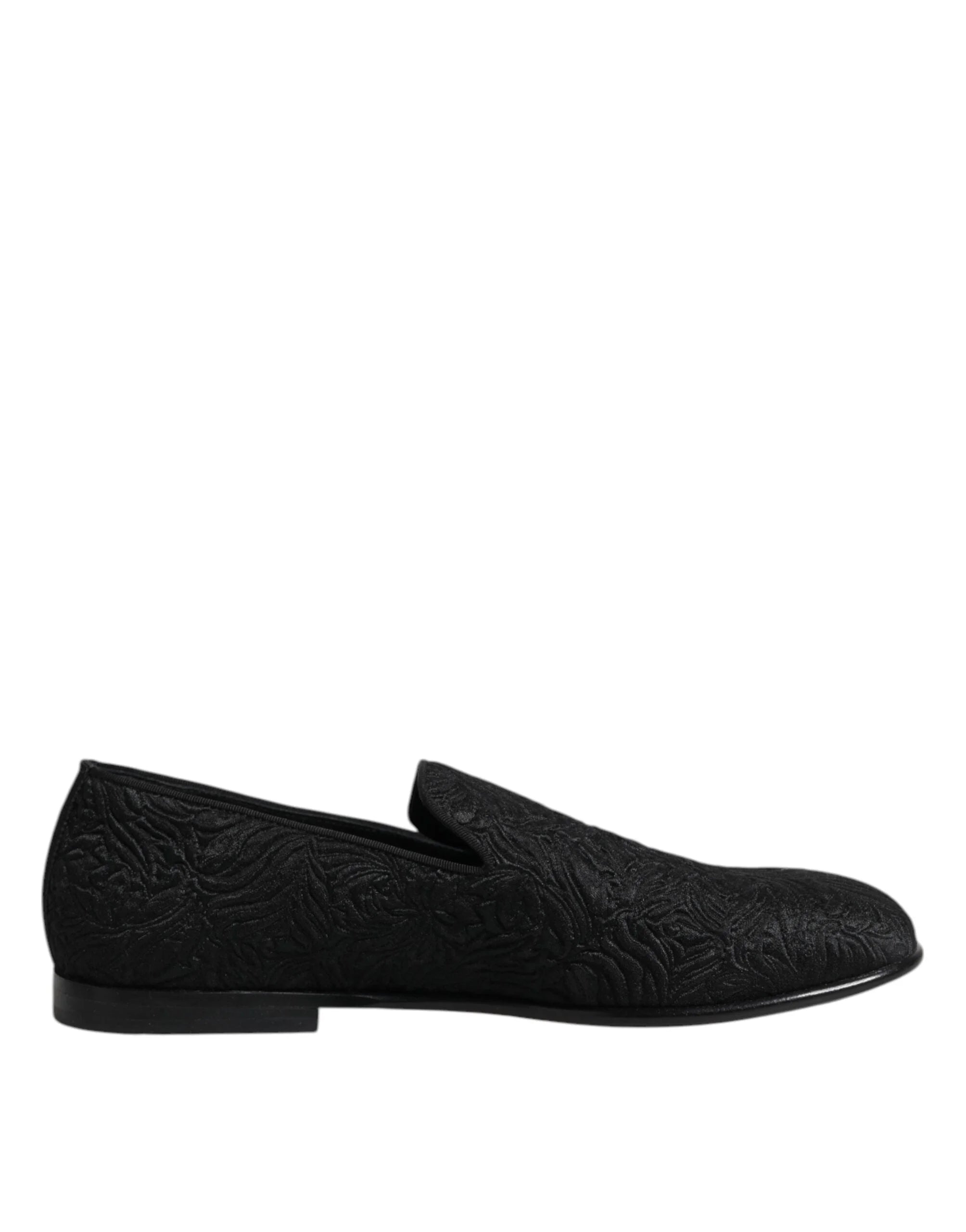 Dolce & Gabbana Black Jacquard Slip On Loafers Formal Shoes - EU40/US7 - Flats