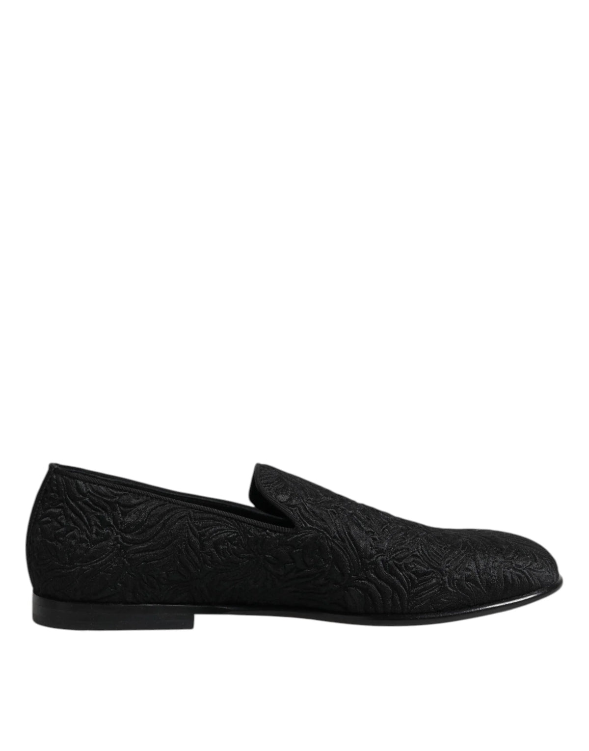 Dolce & Gabbana Black Jacquard Slip On Loafers Formal Shoes - EU40/US7 - Flats