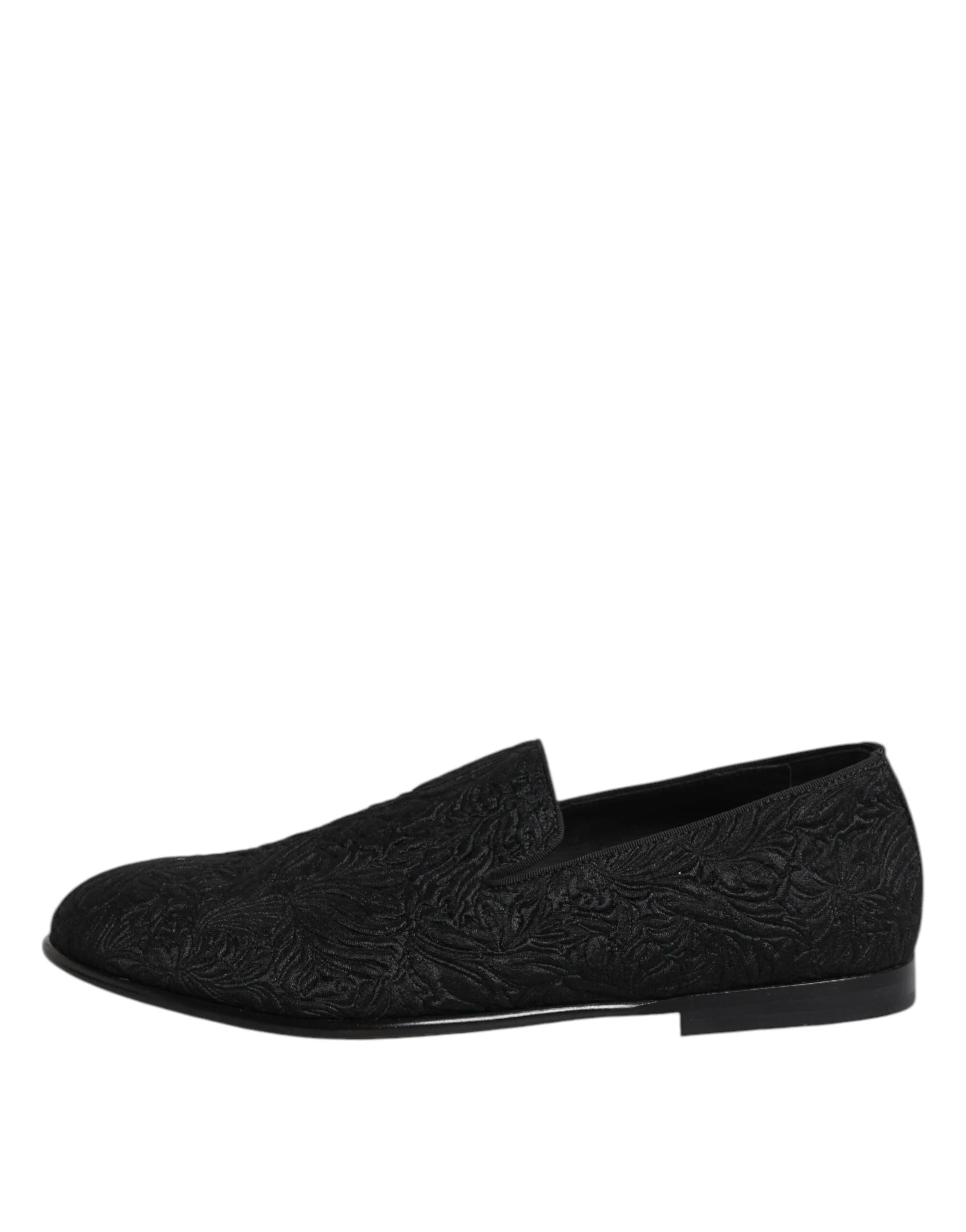 Dolce & Gabbana Black Jacquard Slip On Loafers Formal Shoes - EU40/US7 - Flats