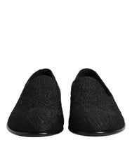 Dolce & Gabbana Black Jacquard Slip On Loafers Formal Shoes - EU40/US7 - Flats